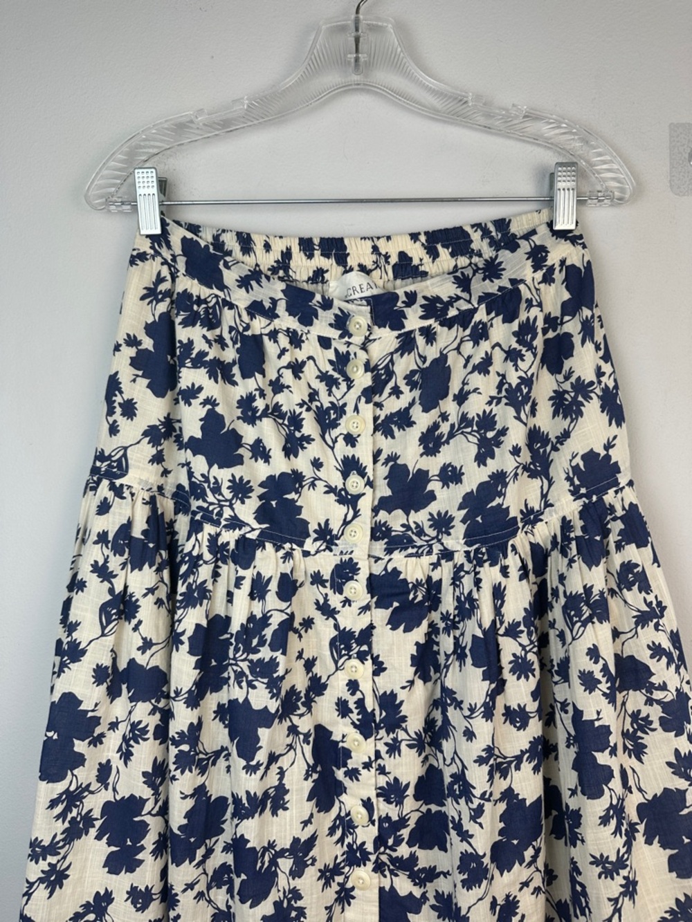 The GREAT. The Boating Skirt Autumn Leaf Floral Cotton Lined Blue Small Feminine - Picture 3 of 16